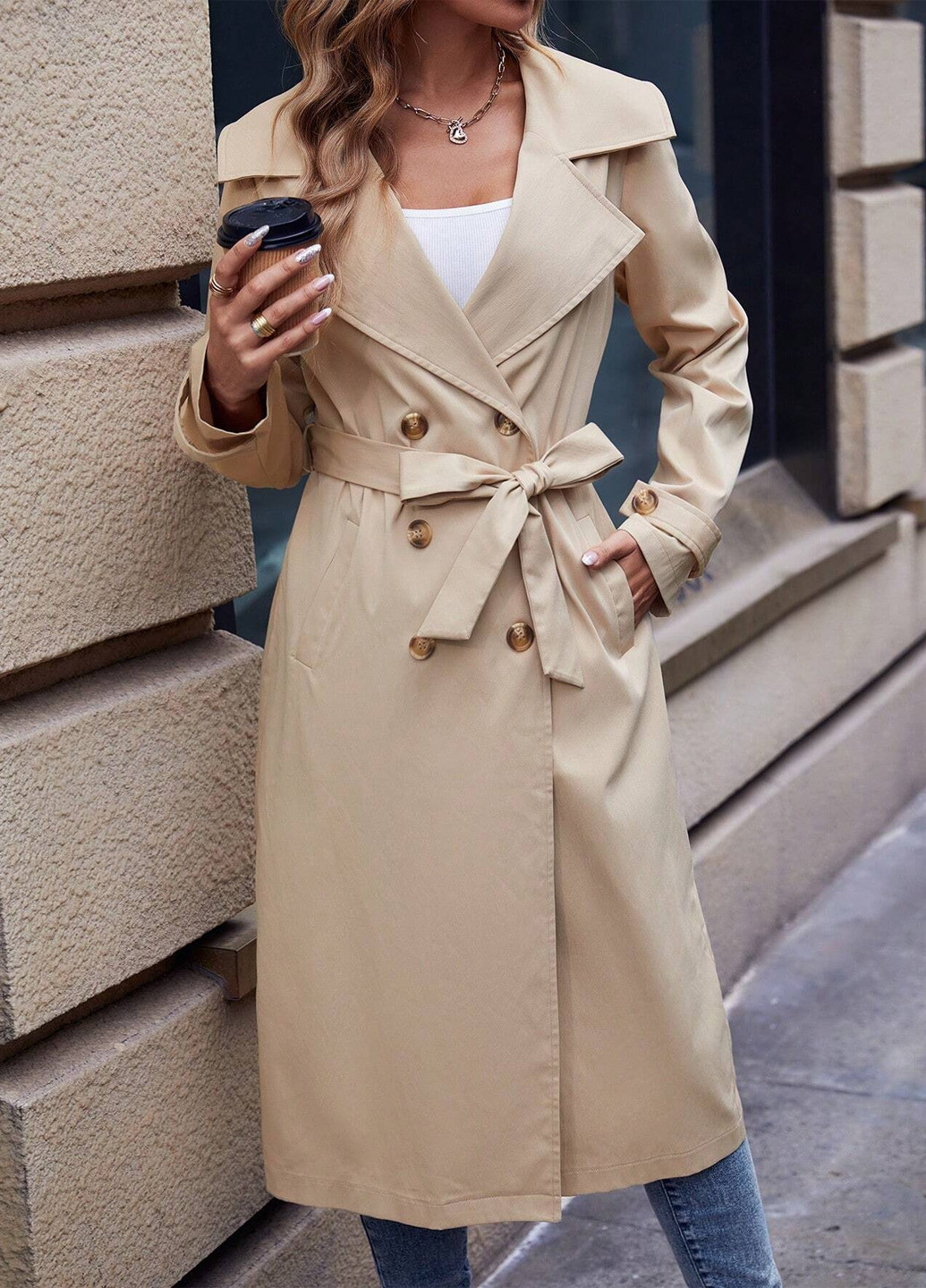 Плащ SHEIN тренчкот на пуговицах демисезон (308795601)