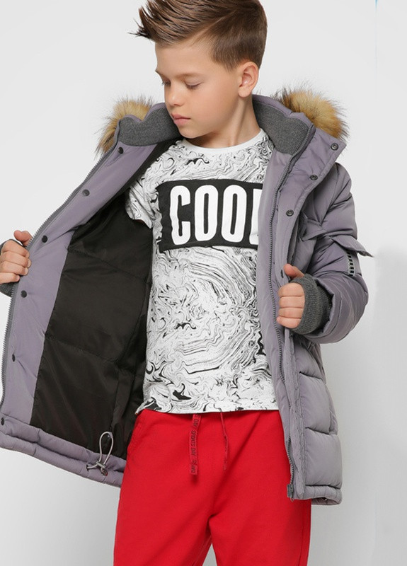 Сіра зимня пухова зимова куртка для хлопчика X-Woyz