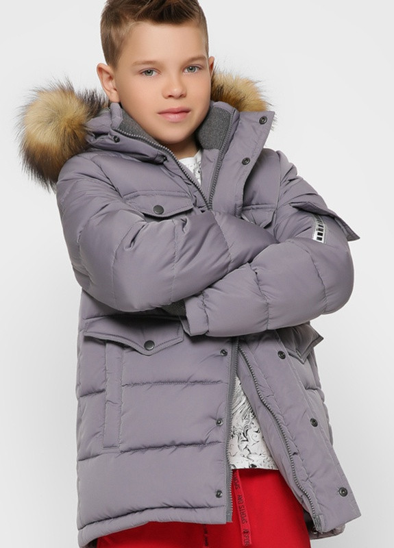 Серая зимняя пуховая зимняя куртка для мальчика X-Woyz