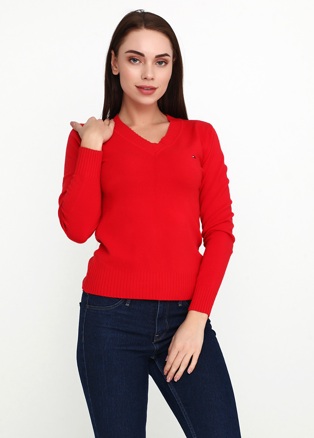 Красный демисезонный пуловер пуловер Tommy Hilfiger