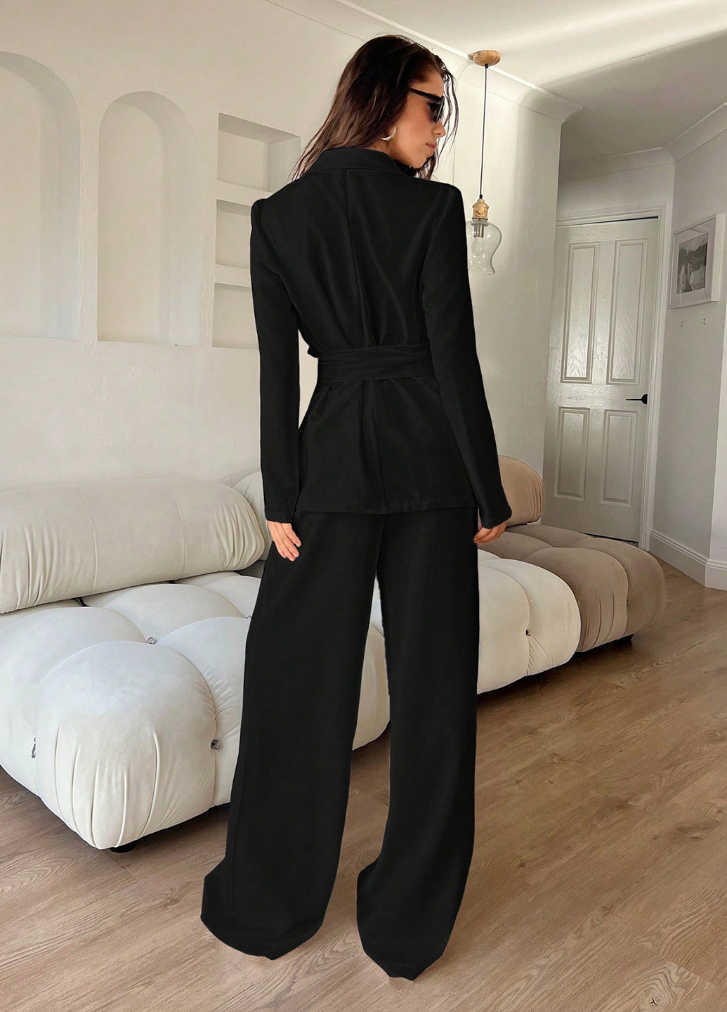 Черный женский жакет SHEIN однотонный - демисезонный