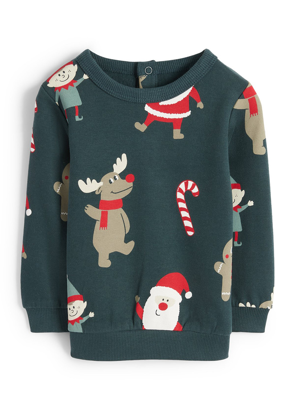 C&A свитшот новогодний темно-зеленый кэжуал хлопок
