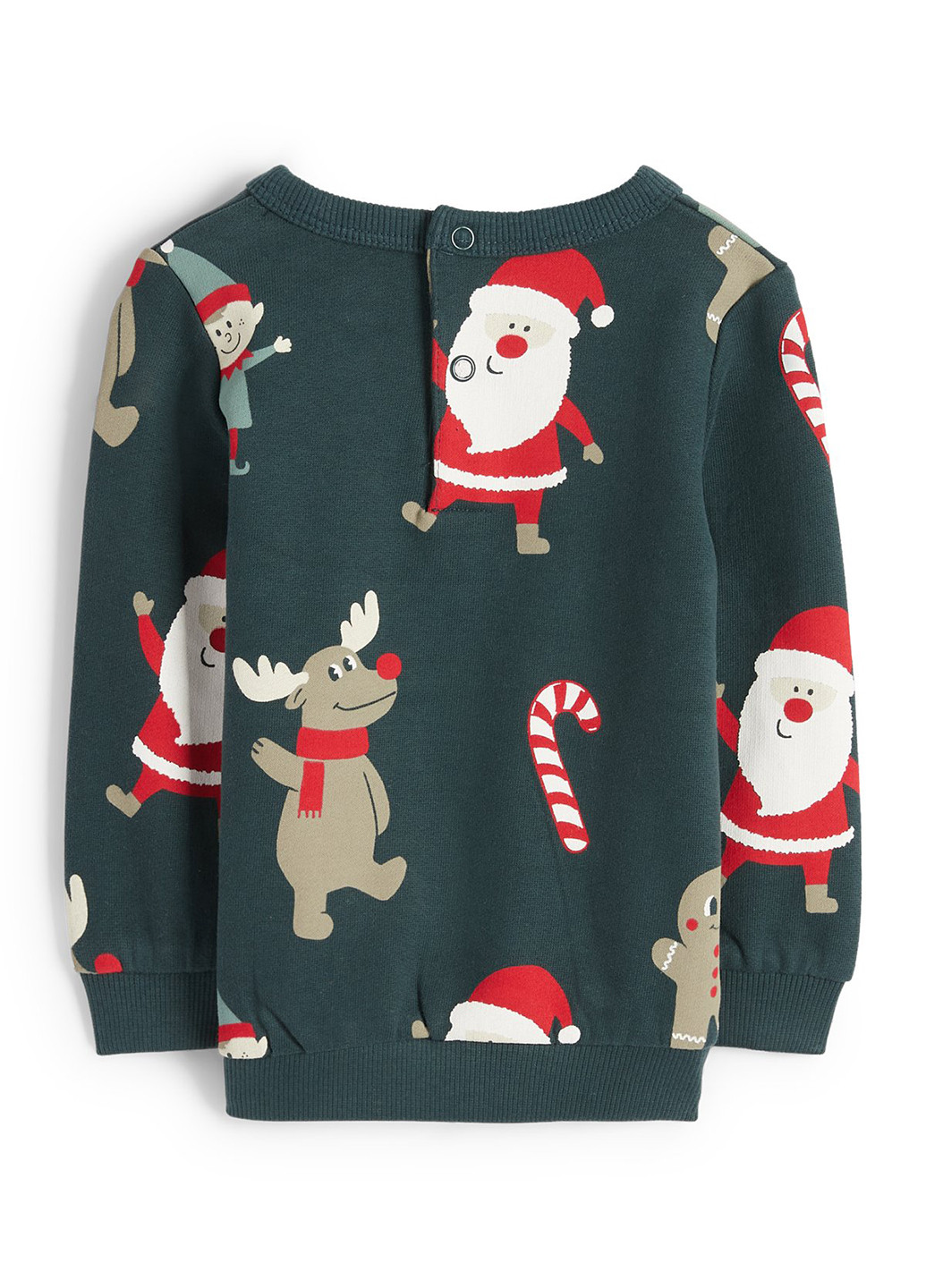 C&A свитшот новогодний темно-зеленый кэжуал хлопок
