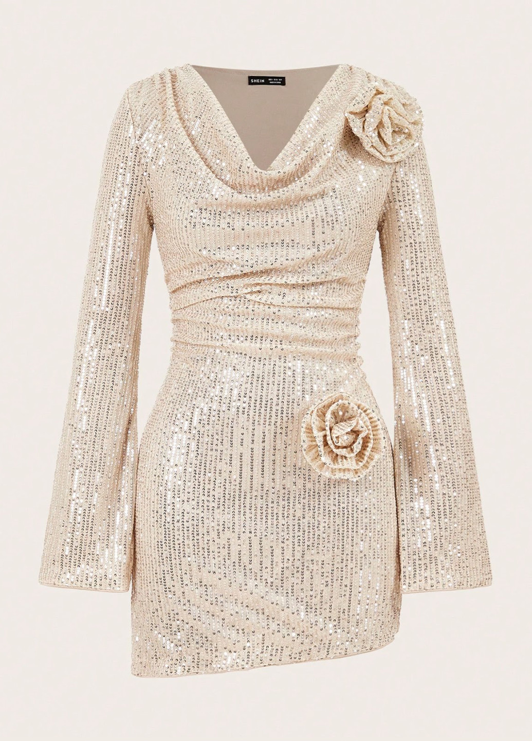 Пудрова коктейльна сукня футляр SHEIN однотонна