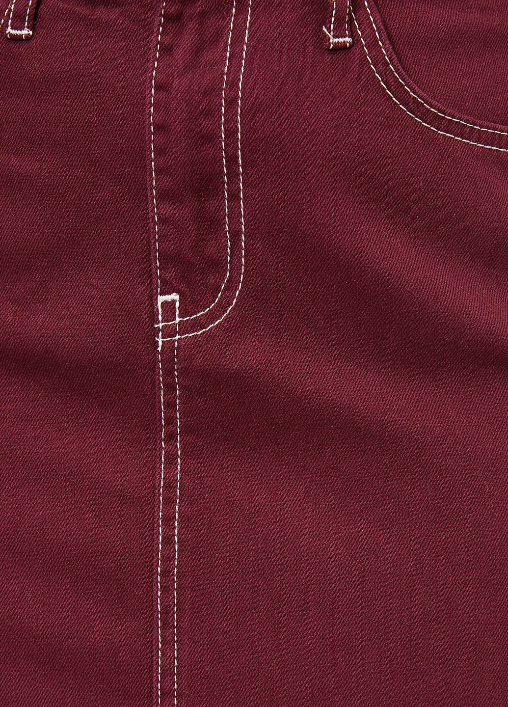 Бордовая джинсовая однотонная юбка KOTON