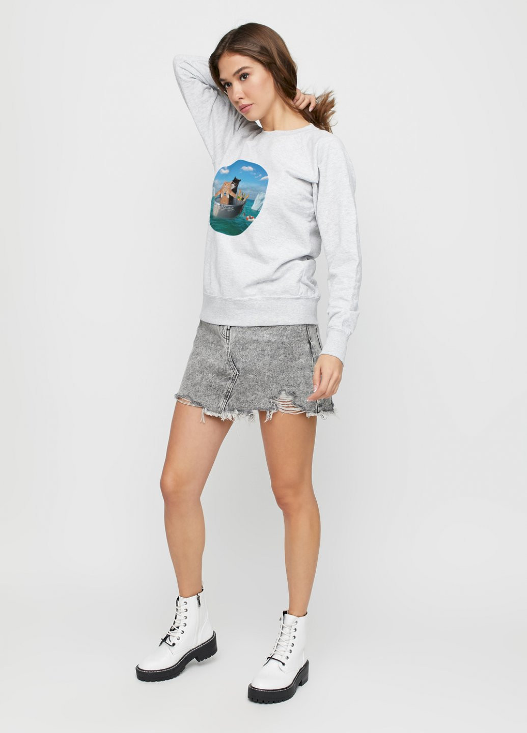 Серый свитшот женский /no flis/ YAPPI рисунок (251467811)