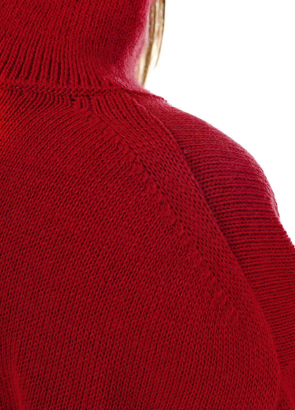 Червоний светр оверсайз з високим коміром-стійка. SVTR