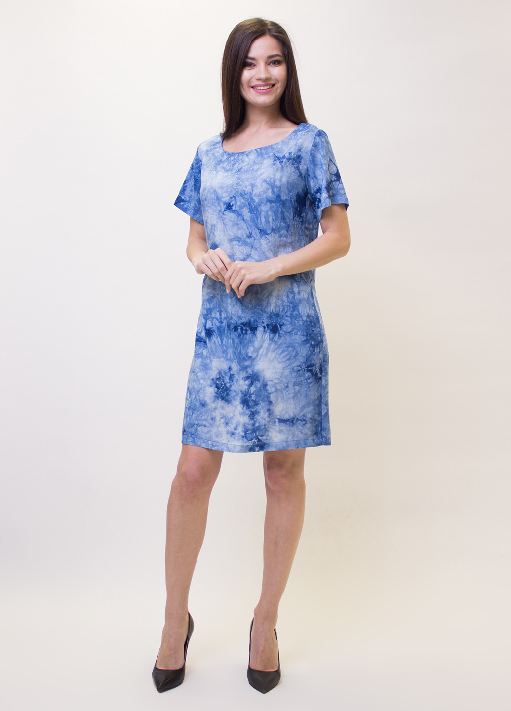 Світло-синя кежуал сукня а-силует BERENIS з абстрактним візерунком