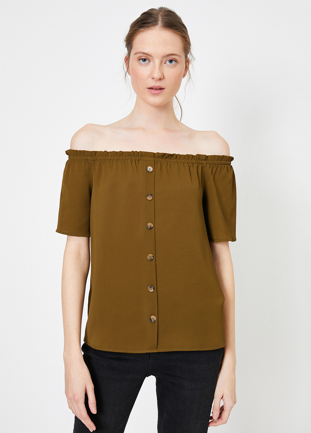 Оливковая летняя блуза KOTON