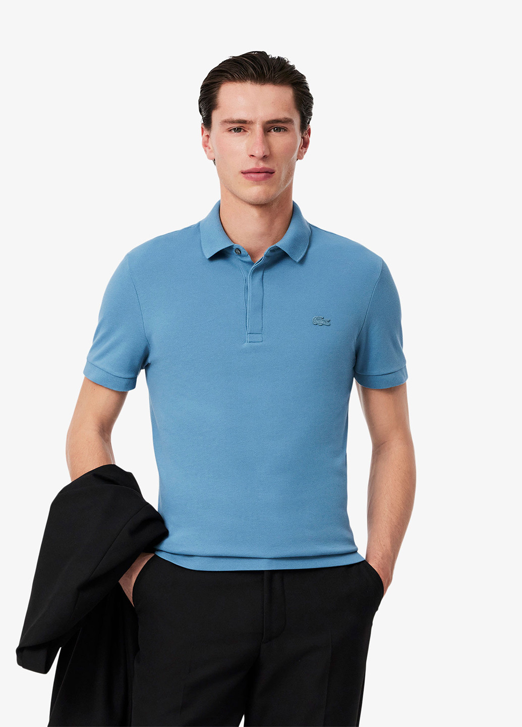 Голубой футболка-поло для мужчин Lacoste однотонная