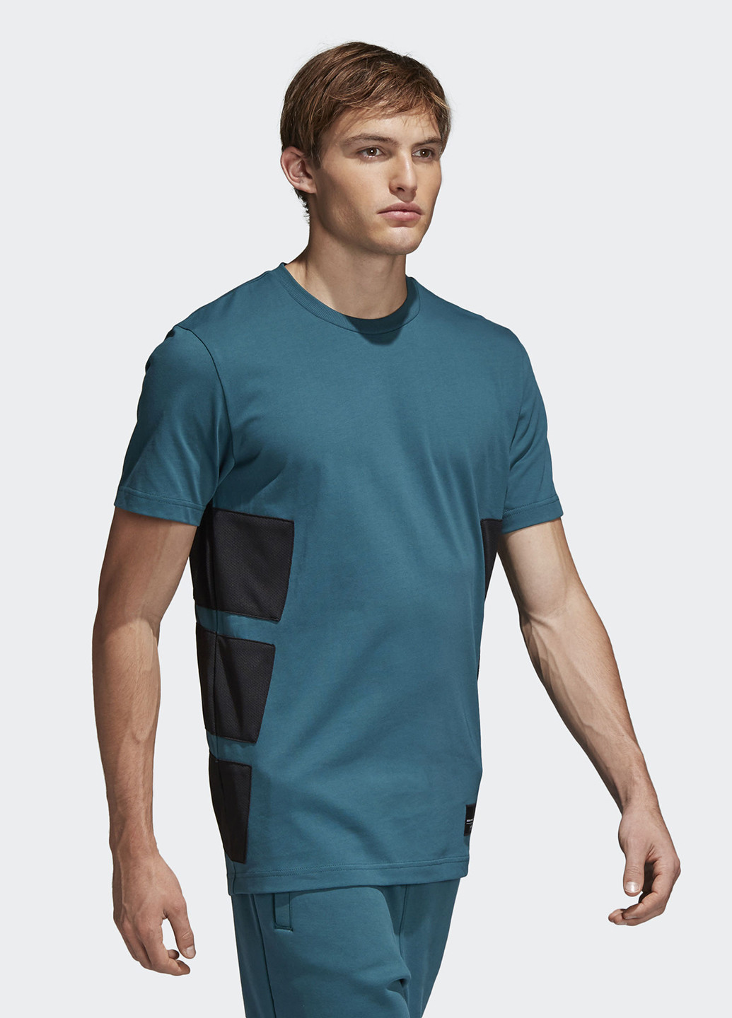 Морской волны летняя футболка с коротким рукавом adidas