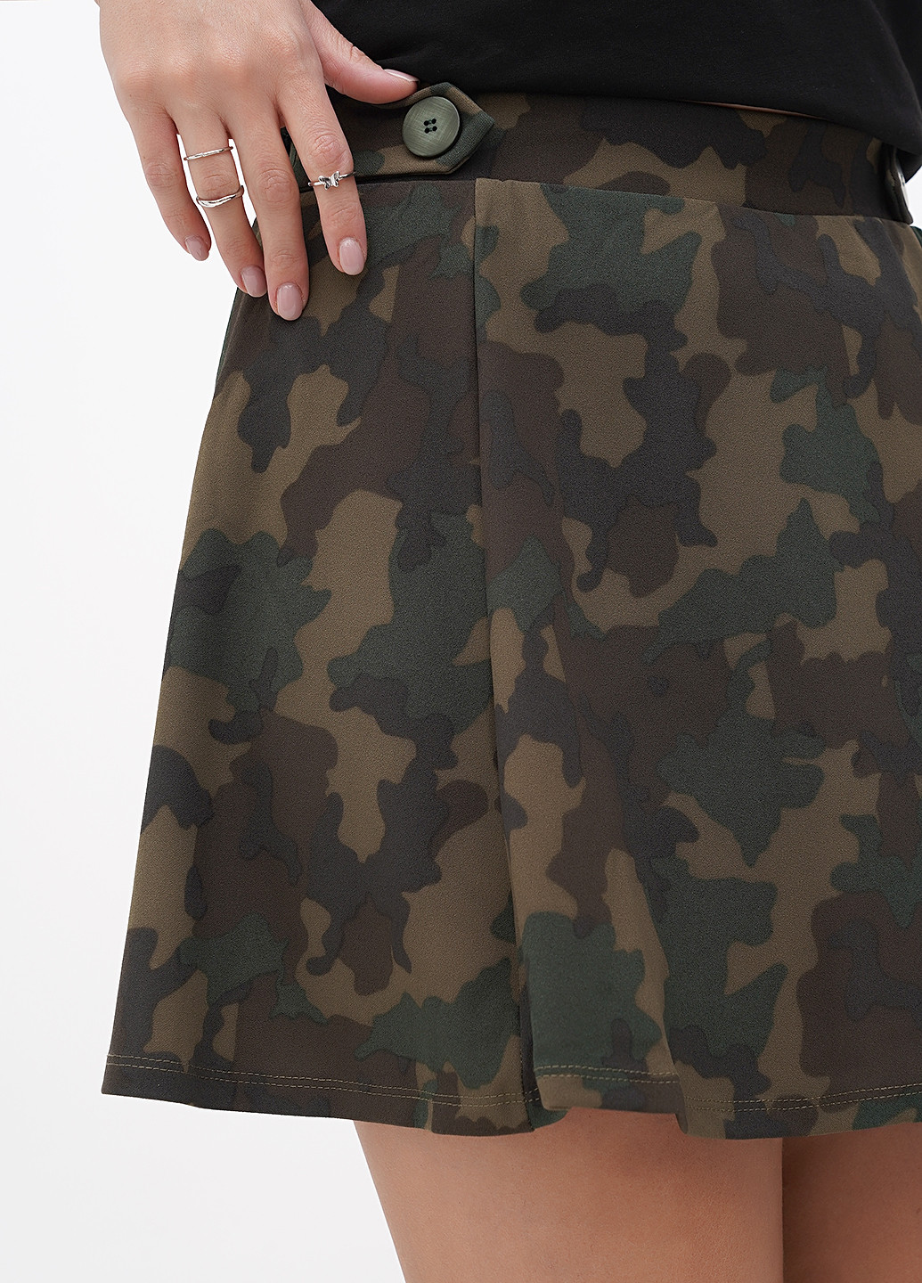 Темно-зеленая кэжуал камуфляжная юбка Terranova клешированная