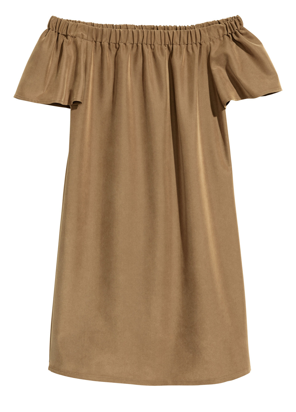 Горчичное кэжуал платье с открытыми плечами H&M однотонное