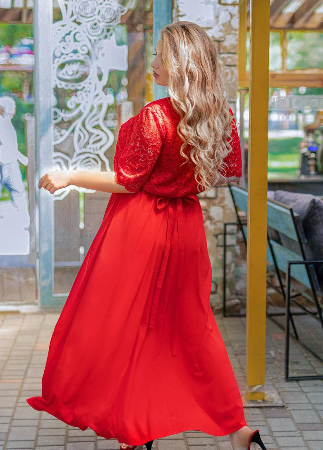 Красное кэжуал длинное платье дарина красное Tatiana однотонное