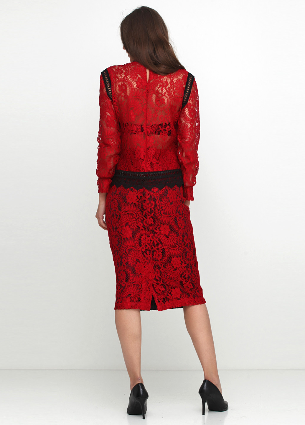 Костюм (блуза, юбка) Y-TWO юбочный орнамент красный деловой