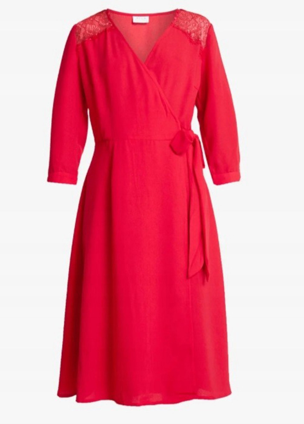 Красное кэжуал платье на запах Vila однотонное