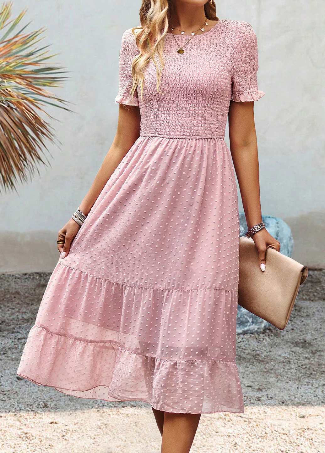 Рожево-лілова святковий, кежуал сукня кльош SHEIN однотонна