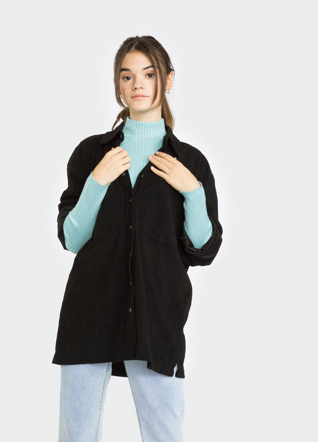 Черная кэжуал рубашка однотонная Reporter Young