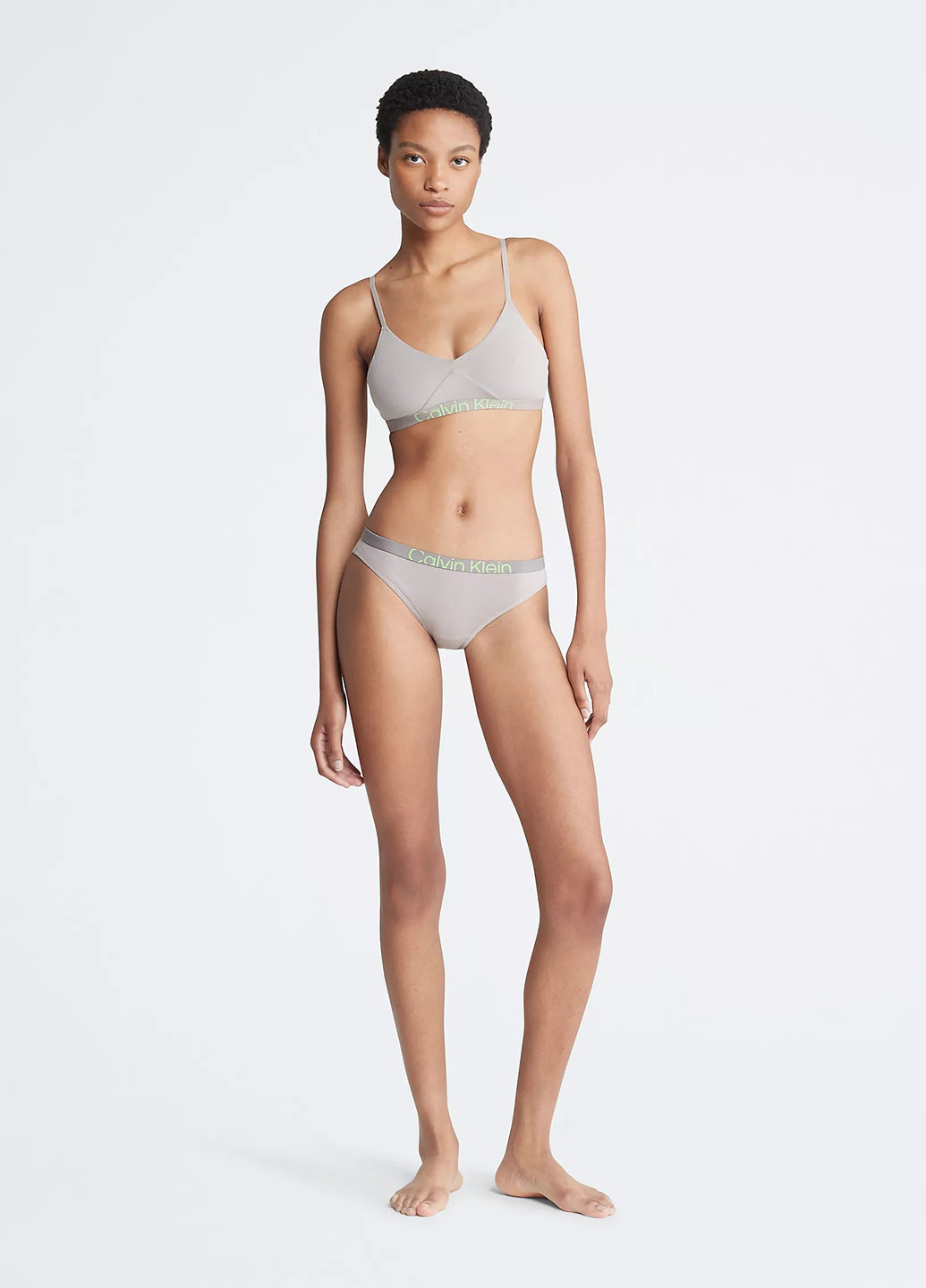 Серый топ бюстгальтер Calvin Klein без косточек хлопок