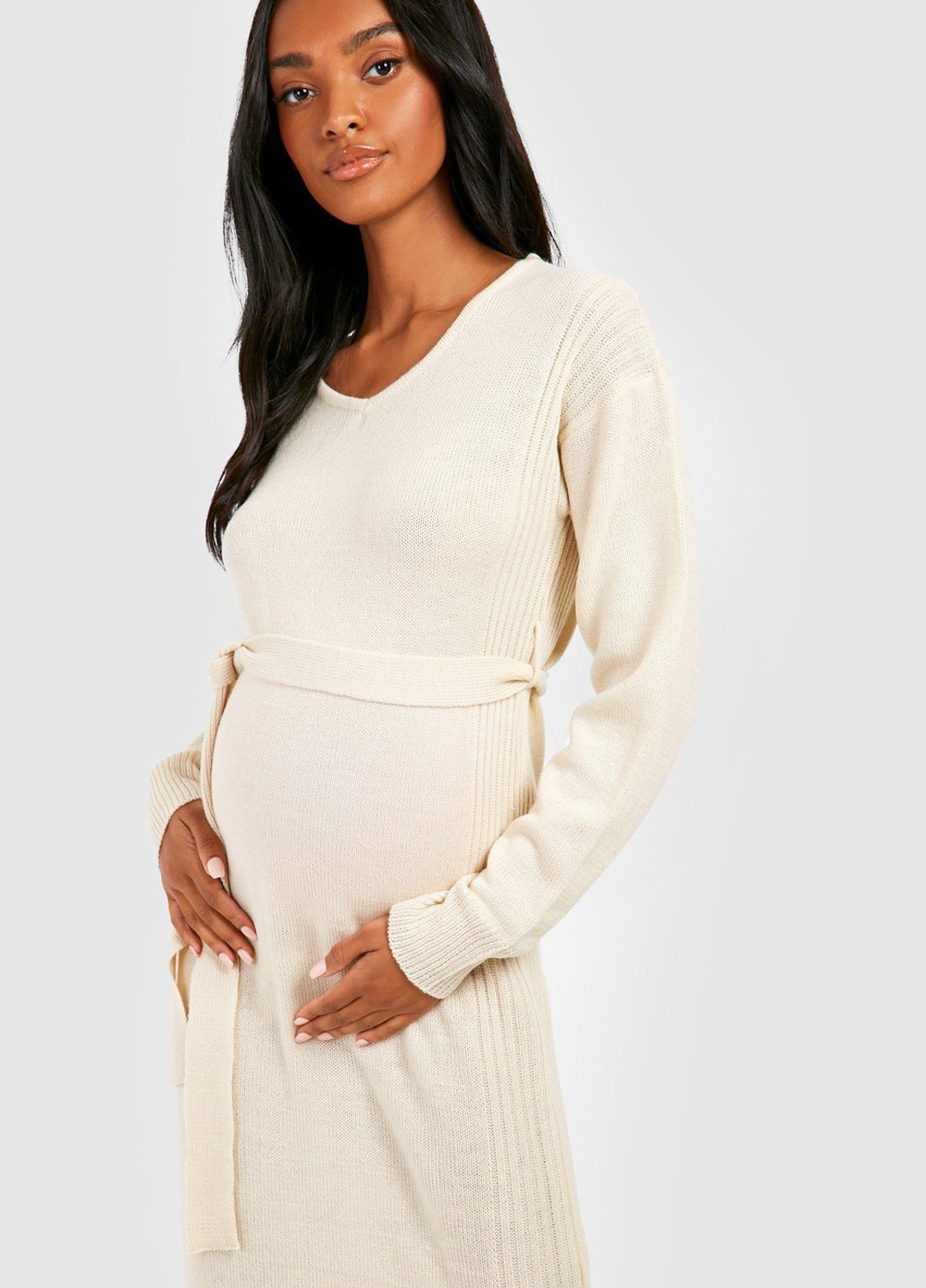 Светло-бежевое кэжуал платье для беременных платье-свитер Boohoo однотонное
