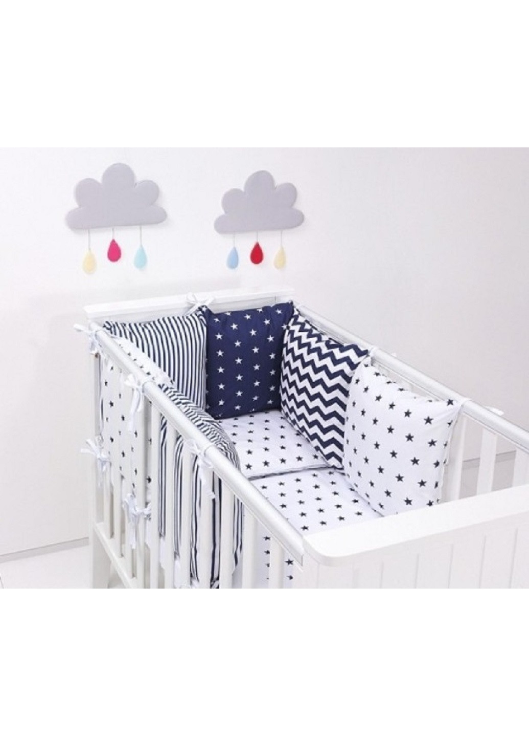 Комплект в дитяче ліжечко ліжко люльку набір бортики захист на три сторони постільна білизна ручної роботи (28615-Нов) Unbranded (253257112)