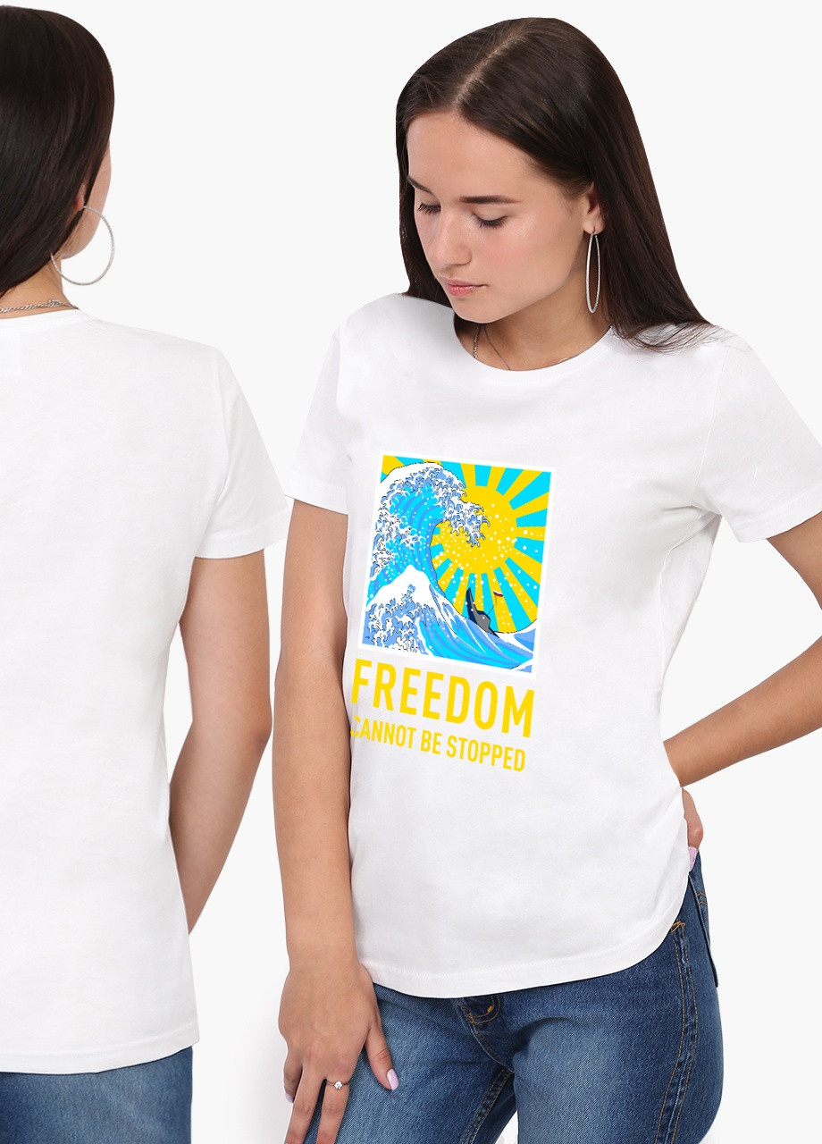 Белая демисезон футболка женская свободу не остановить (freedom can not be stopped) белый (8976-3673) s MobiPrint