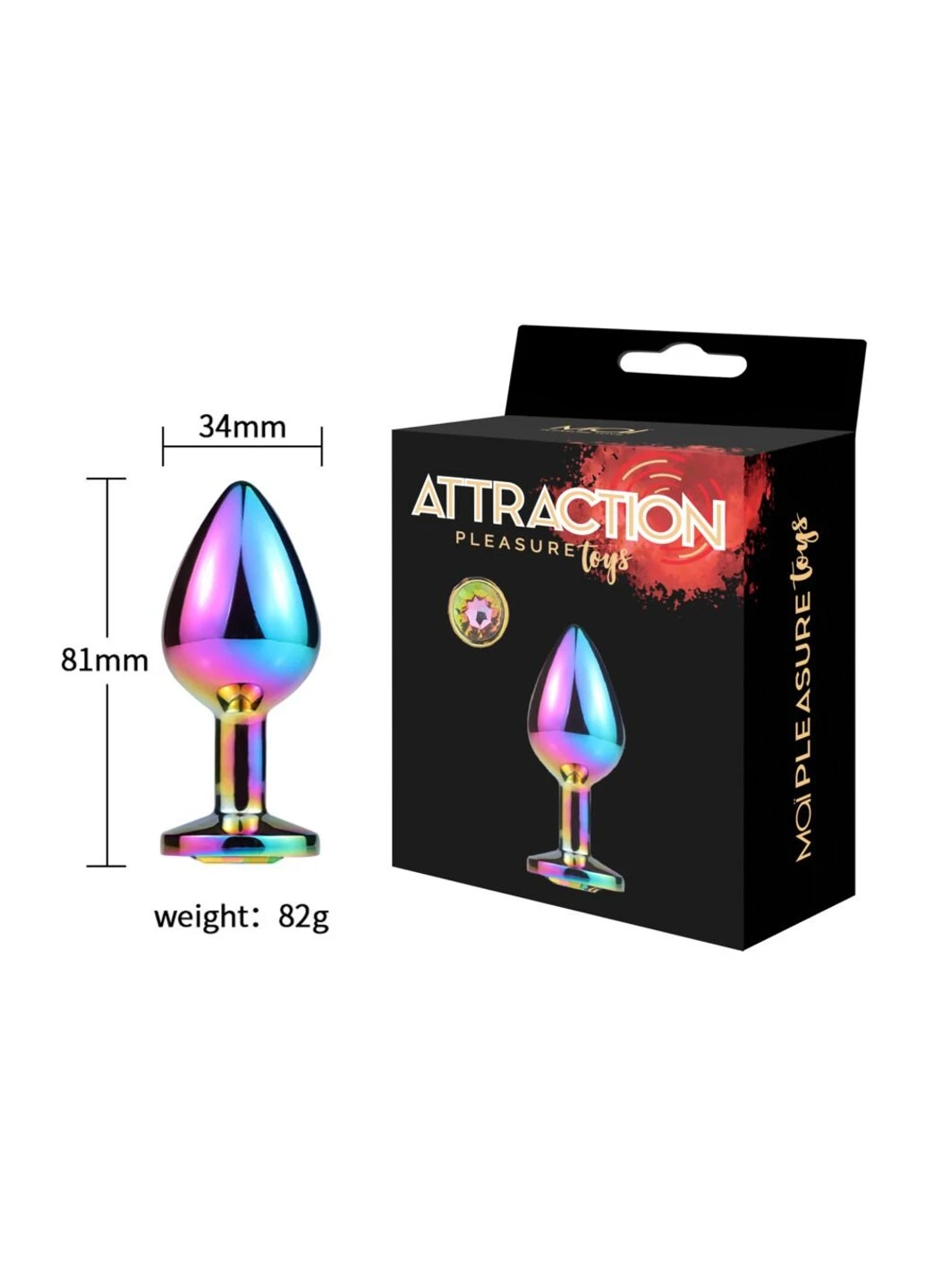 Металева анальна пробка Attraction Toys №73 Rainbow MAI (254785175)