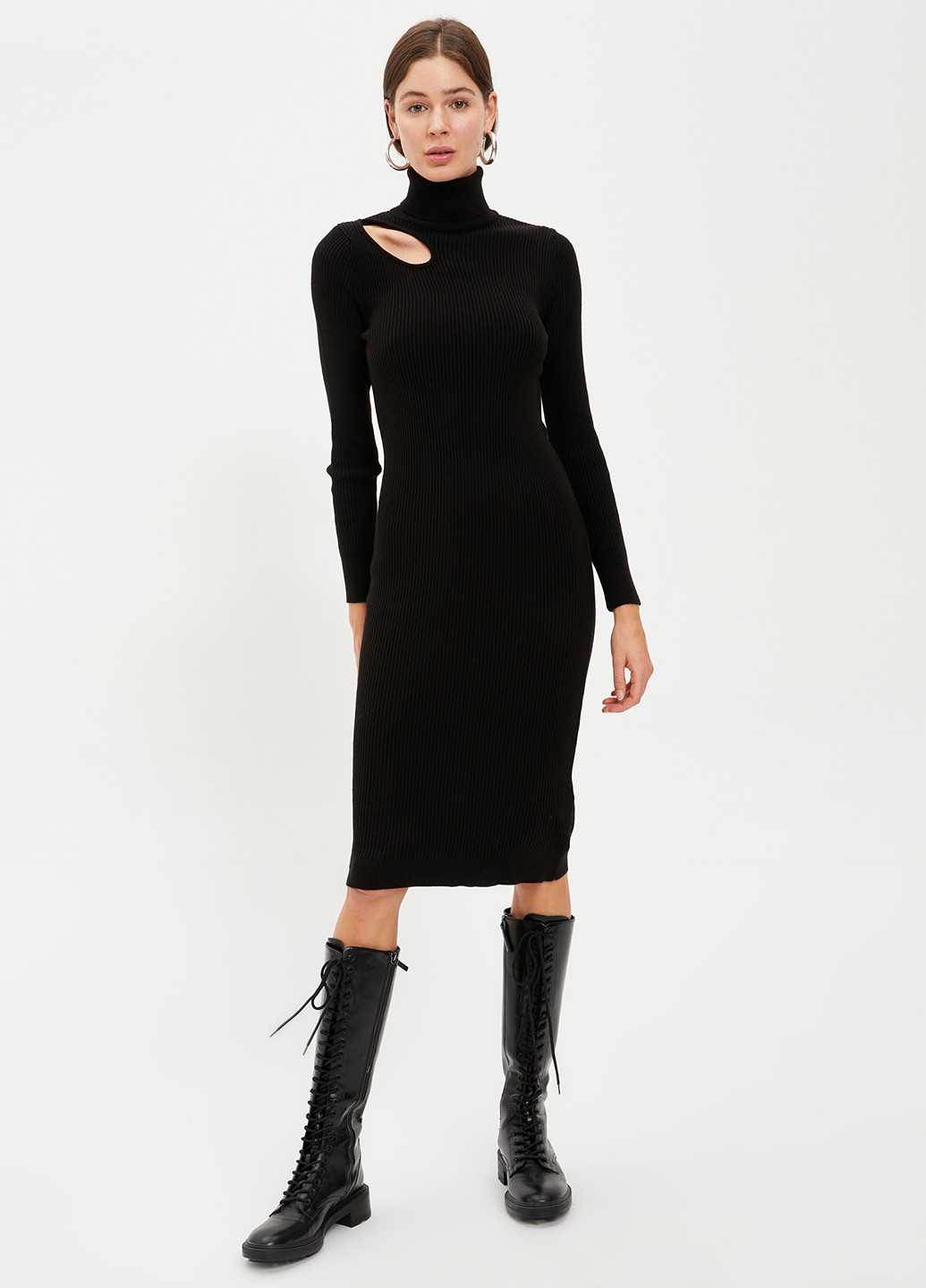 Чорна кежуал сукня сукня-водолазка DeFacto