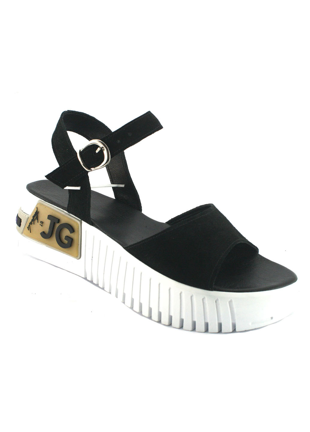 Черные босоножки Mila с ремешком с белой подошвой