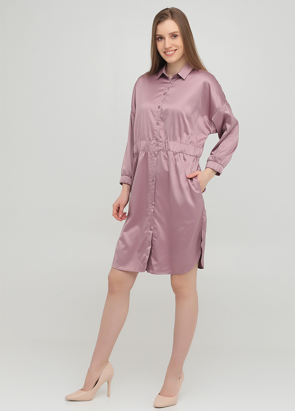 Пудрова кежуал сукня сорочка Sisters Point однотонна