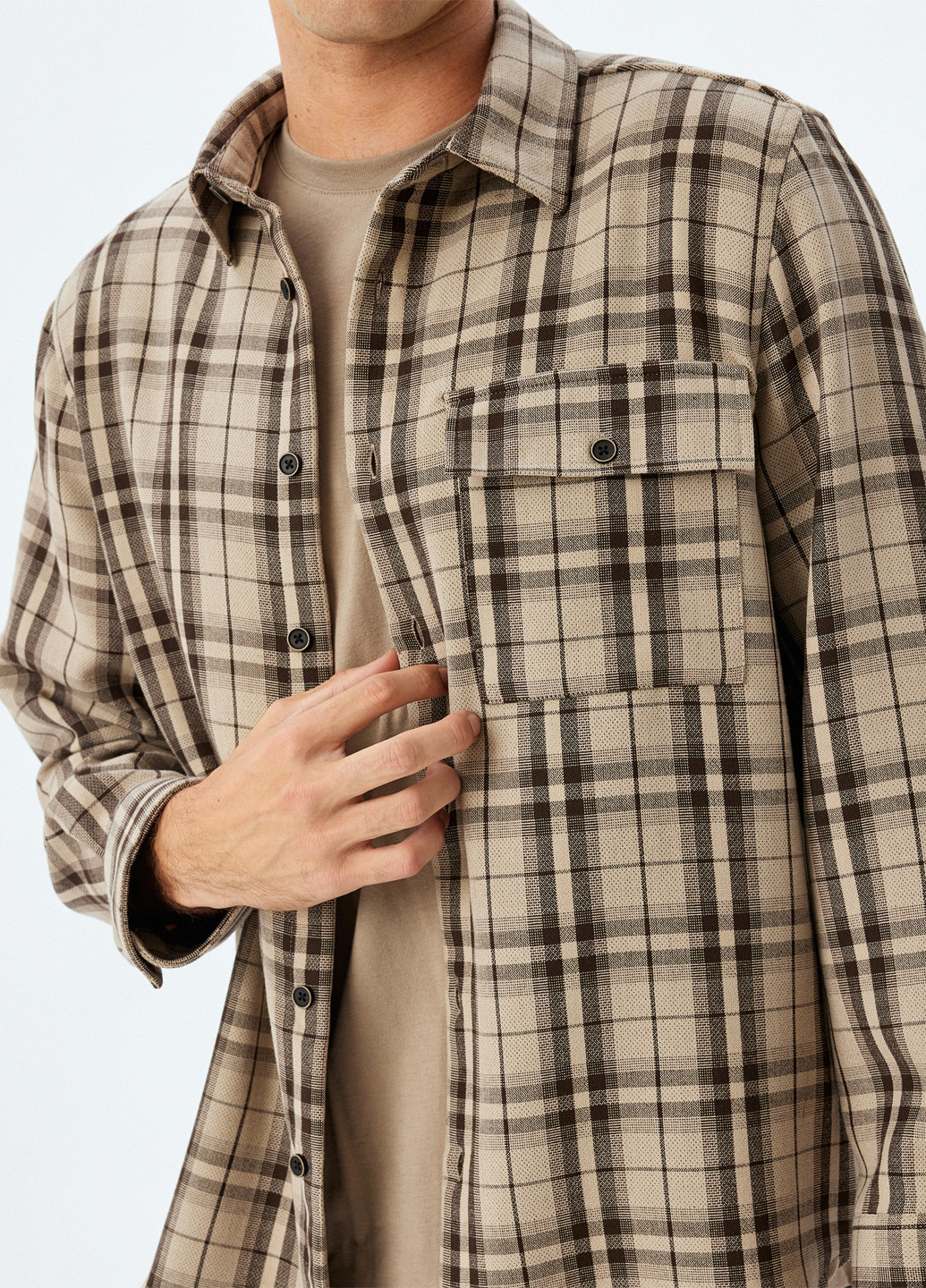 Темно-бежевая кэжуал рубашка в клетку KOTON