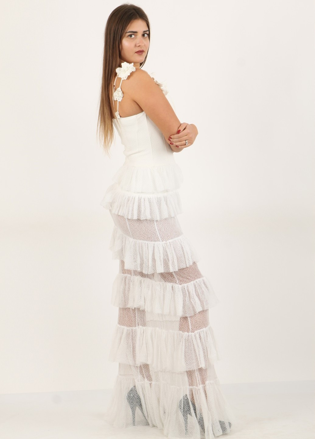 Молочна вечірня плаття, сукня Enna Levoni однотонна