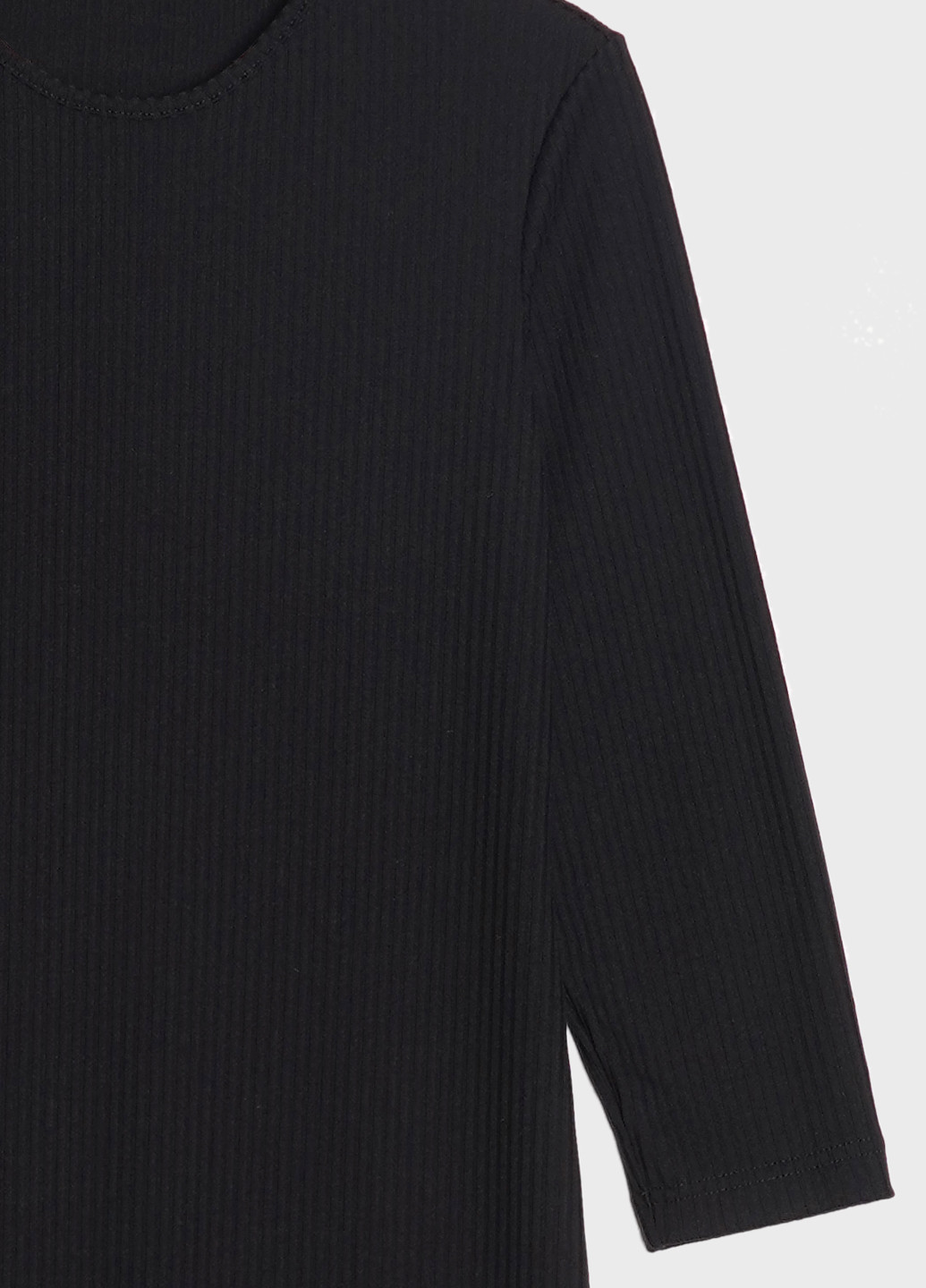 Черное кэжуал платье женское трикотажное длинное с рукавом 3/4 и разрезом KASTA design однотонное