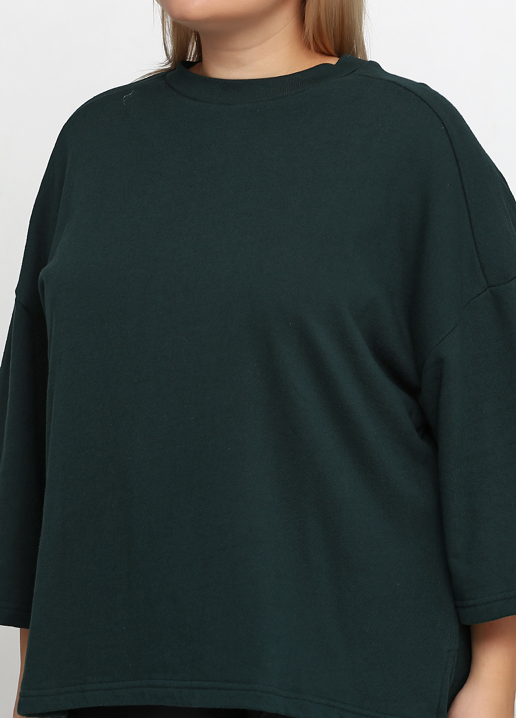 H&M свитшот однотонный зеленый кэжуал