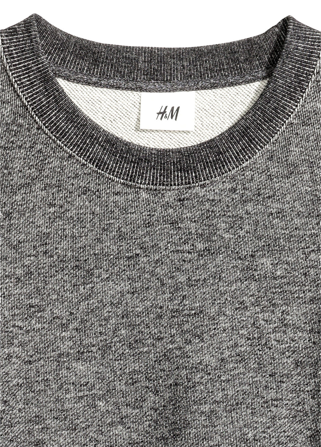 H&M свитшот меланж темно-серый кэжуал хлопок