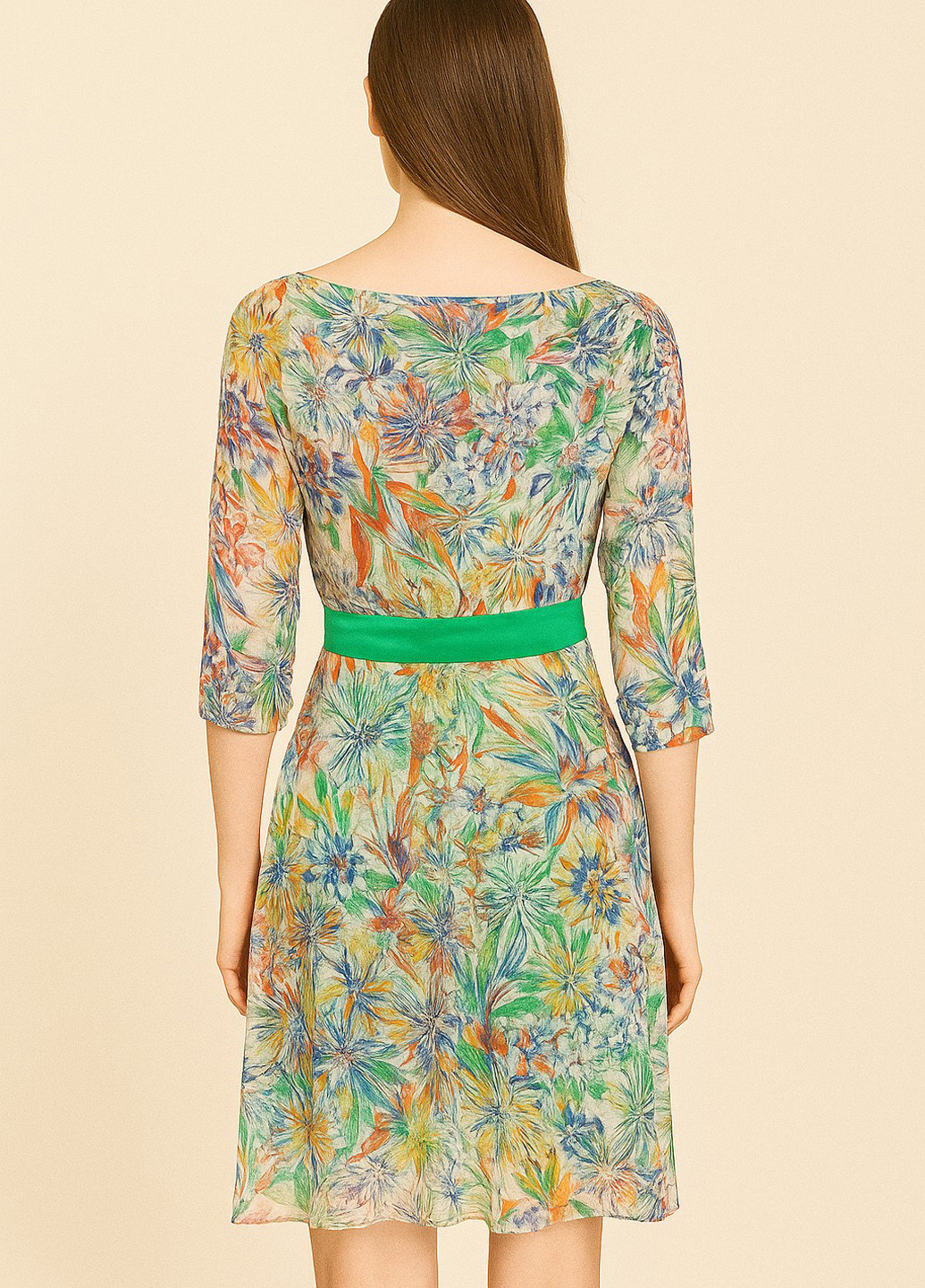 Зелена кежуал сукня Sassofono з квітковим принтом