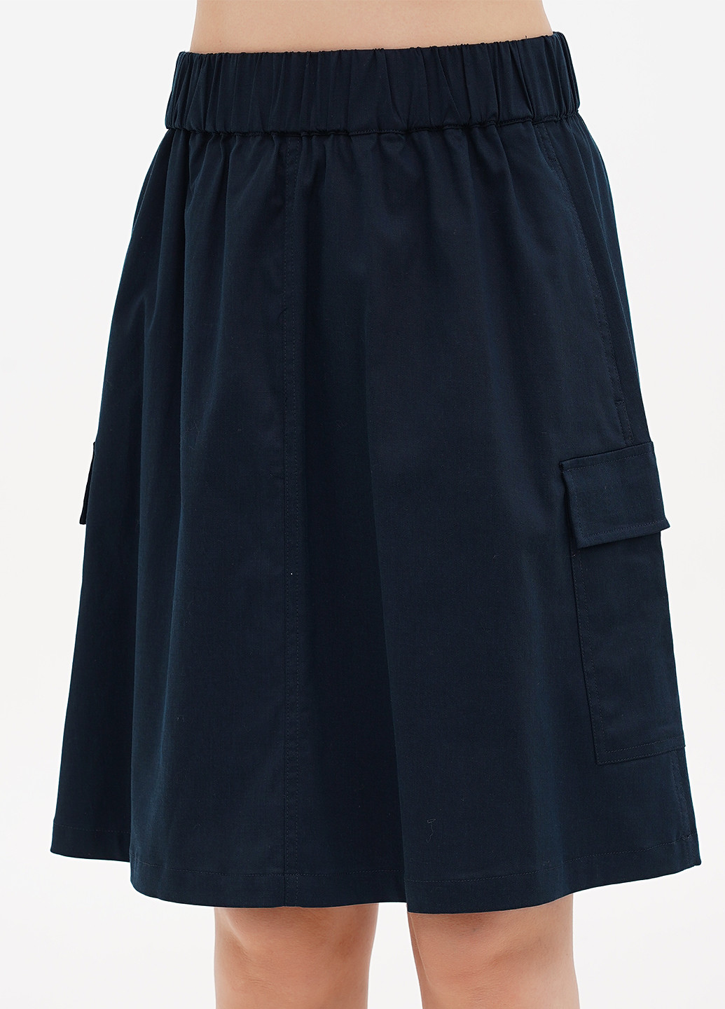 Темно-синяя кэжуал однотонная юбка Tom Tailor колокол