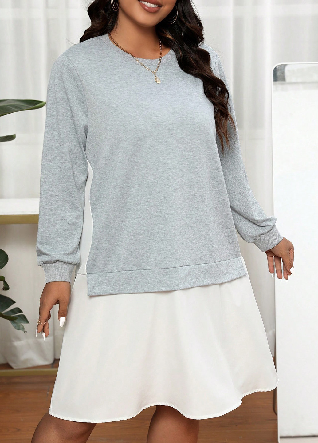 Серое кэжуал платье платье-свитшот SHEIN меланжевое