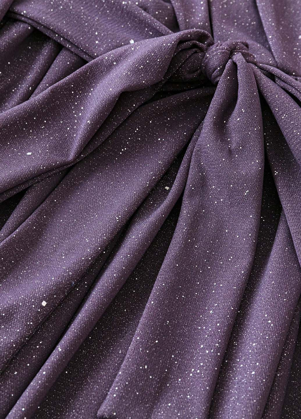 Фіолетова кежуал, коктейльна сукня на запах, кльош SHEIN однотонна