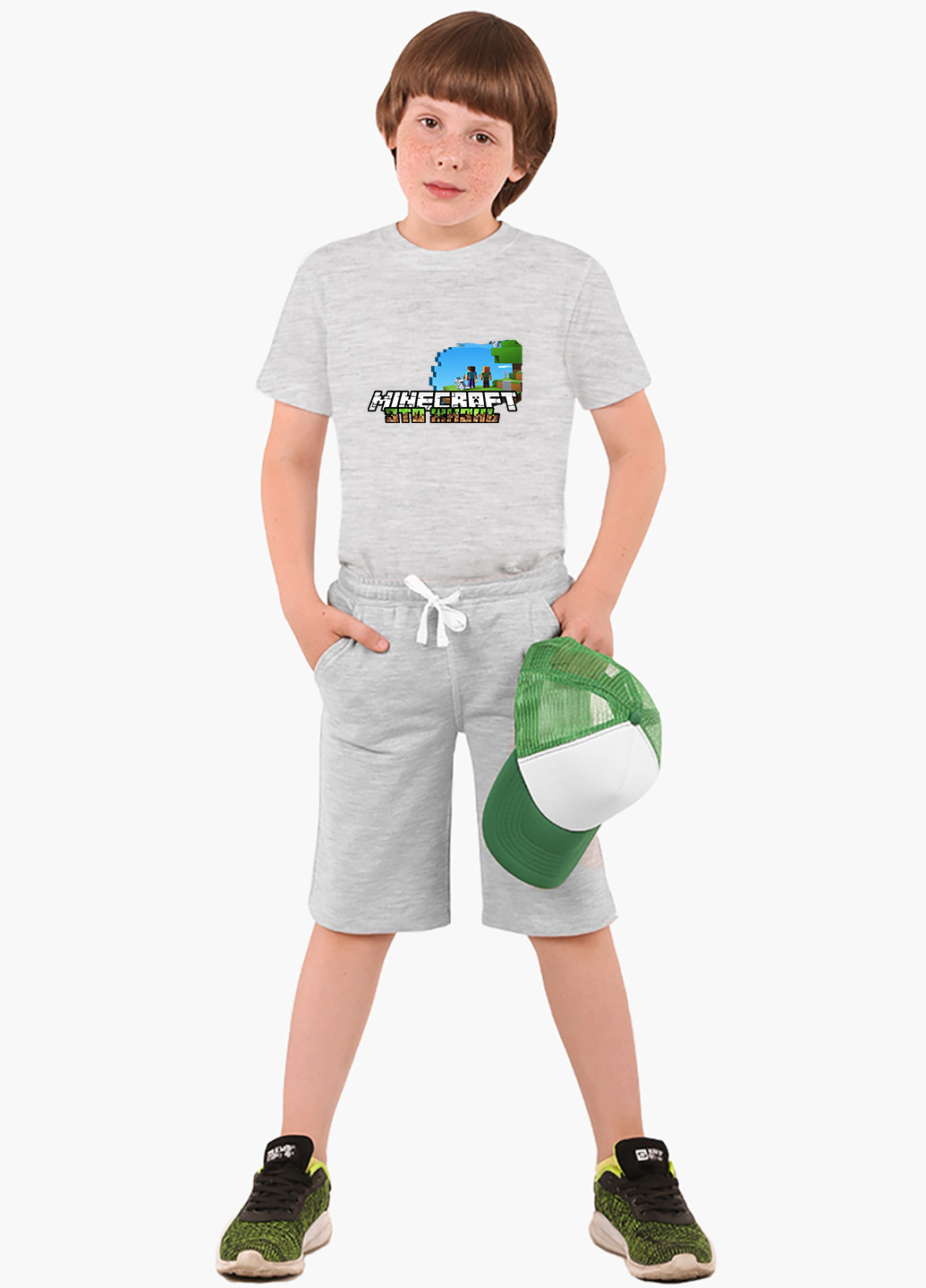Світло-сіра демісезонна футболка дитяча майнкрафт (minecraft) (9224-1170) MobiPrint