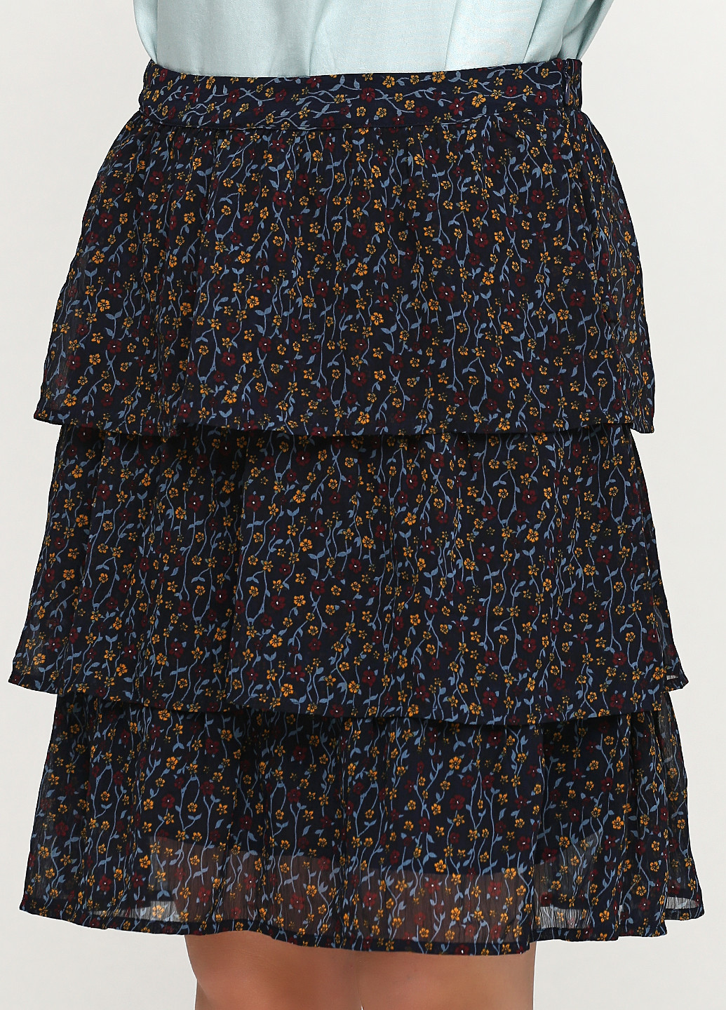 Темно-синяя кэжуал цветочной расцветки юбка MSCH клешированная