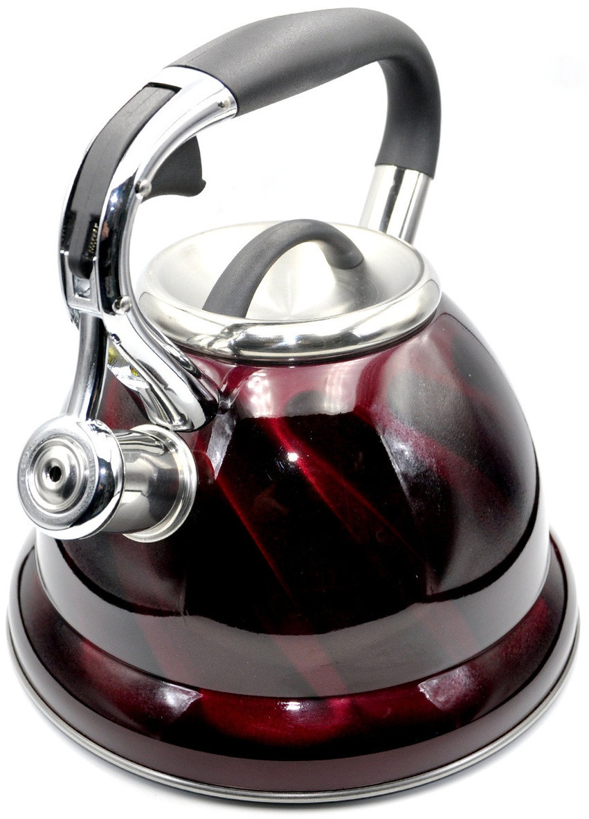 Чайник із нержавіючої сталі зі свистком No Brand VL-0034 червоний