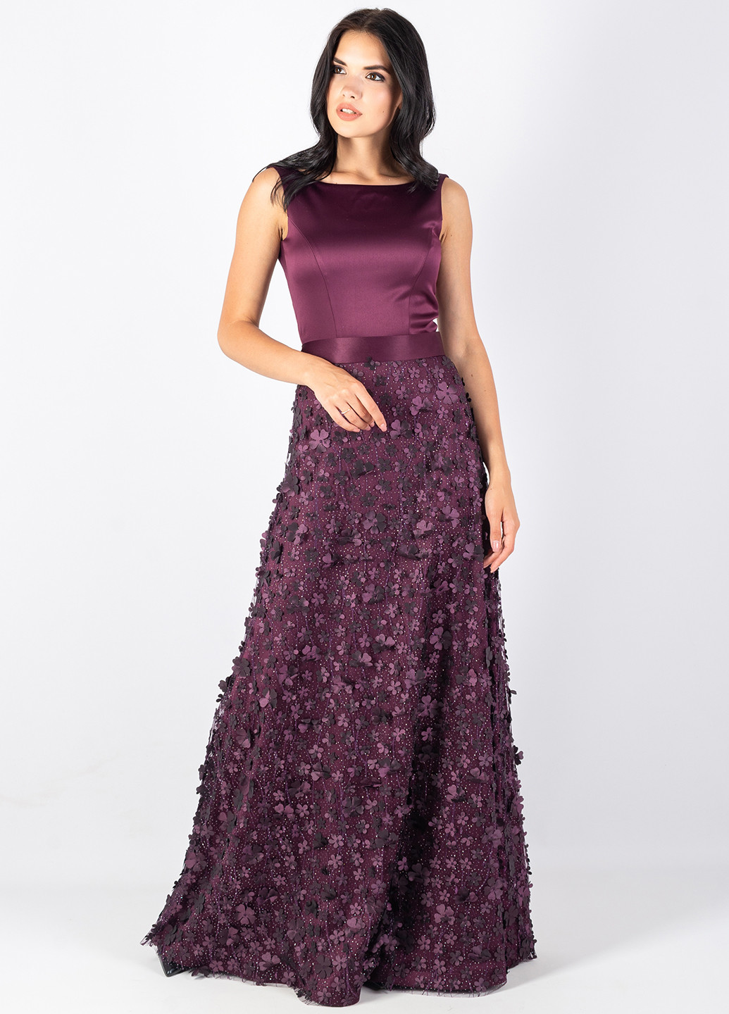 Фіолетова вечірня сукня з відкритою спиною Seam однотонна