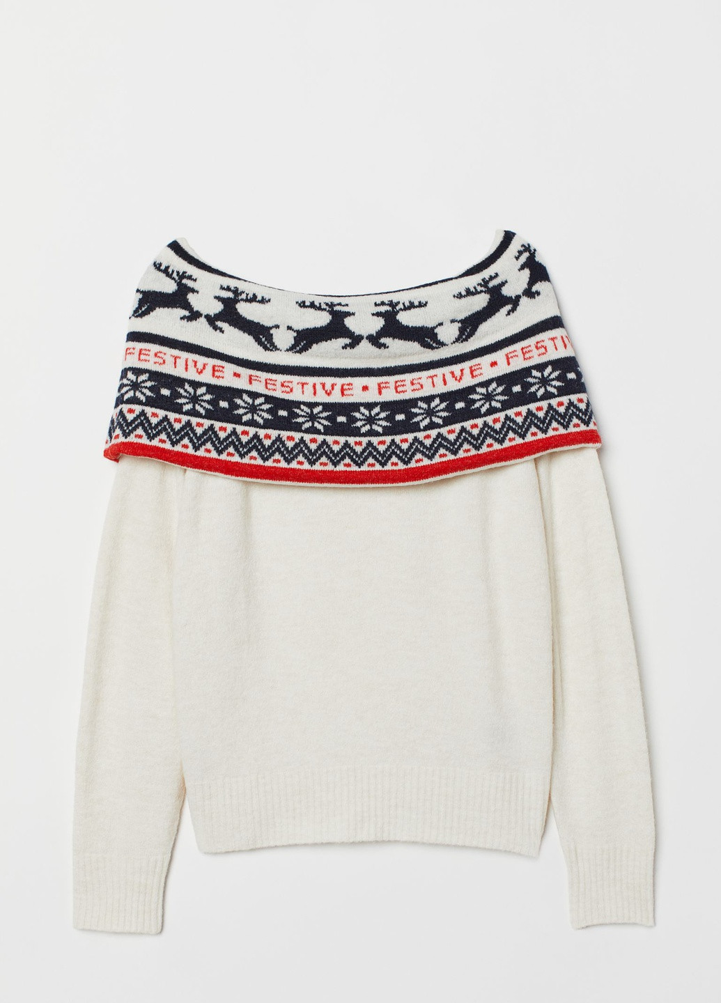 Молочний зимовий светр оверсайз H&M