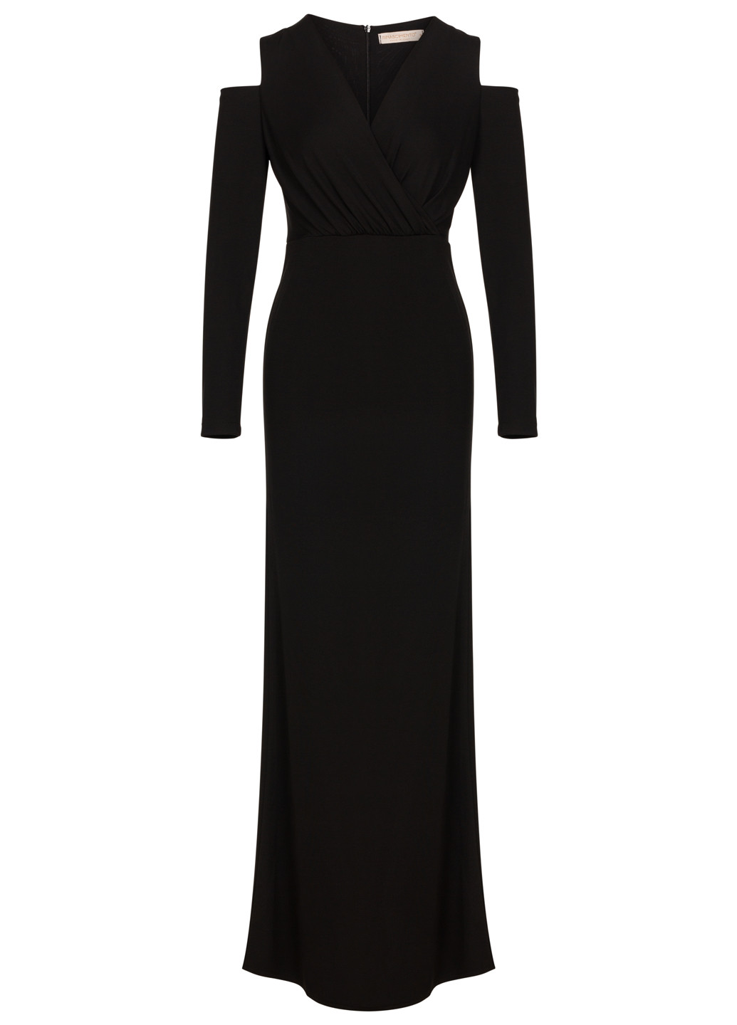 Черное вечернее макси платье с открытыми плечами а-силуэт, с открытыми плечами Rinascimento однотонное
