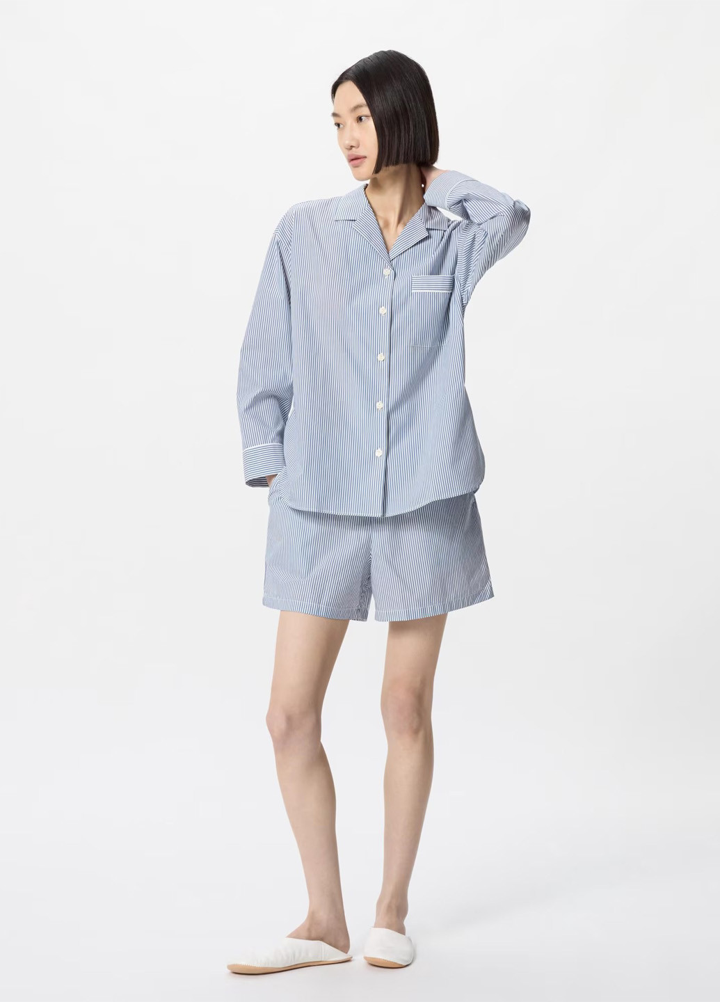 Блакитна всесезон піжама (сорочка, шорти) сорочка + шорти Uniqlo