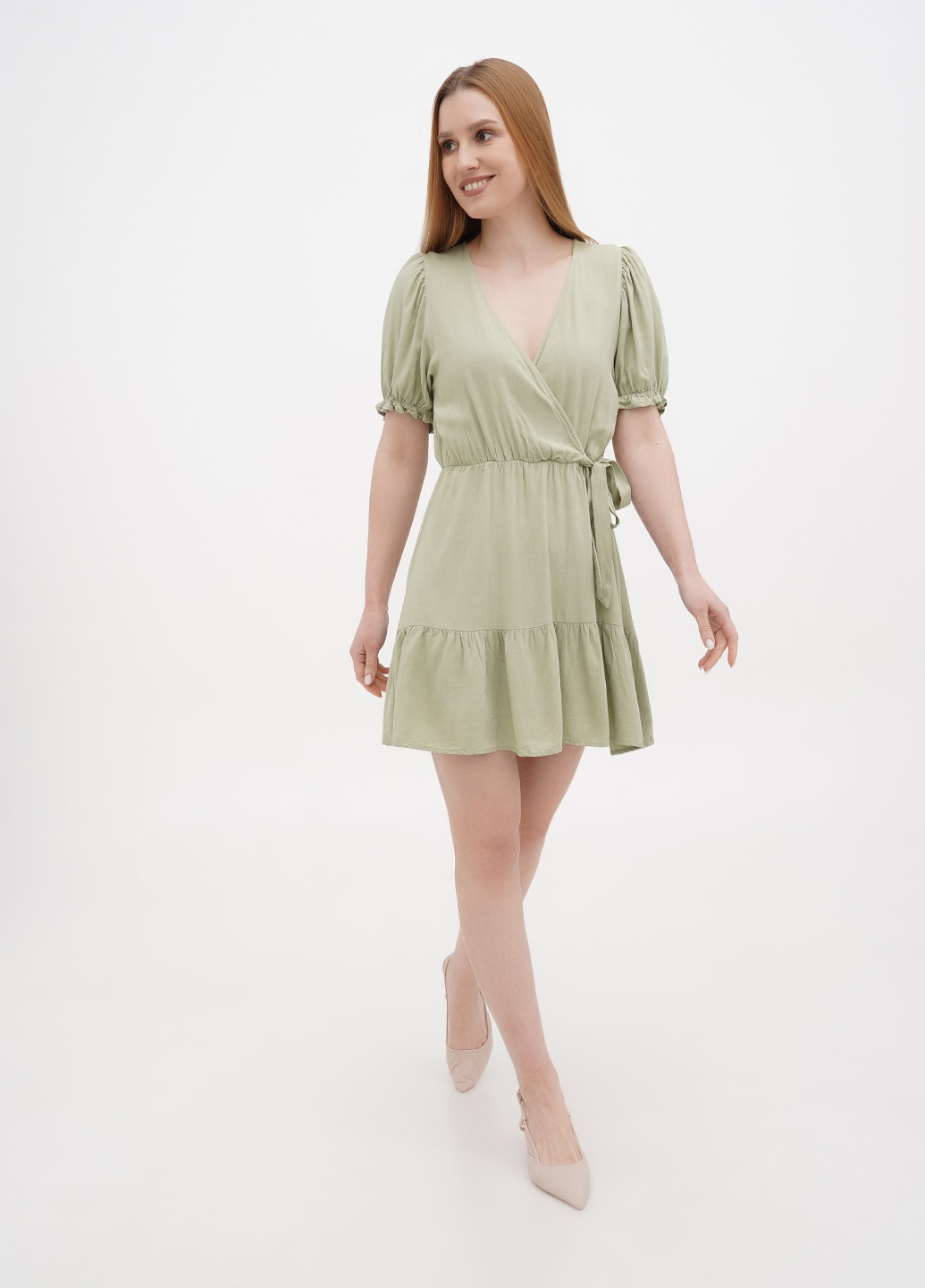 Оливкова (хакі) кежуал сукня на запах House однотонна