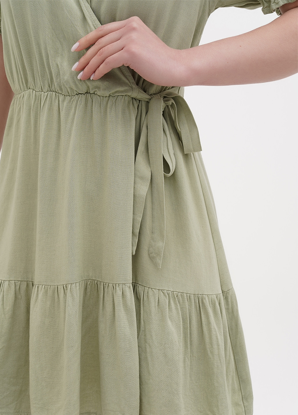 Оливкова (хакі) кежуал сукня на запах House однотонна