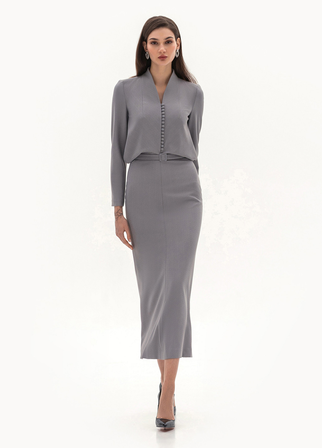 Сіра ділова, кежуал сукня BGL однотонна