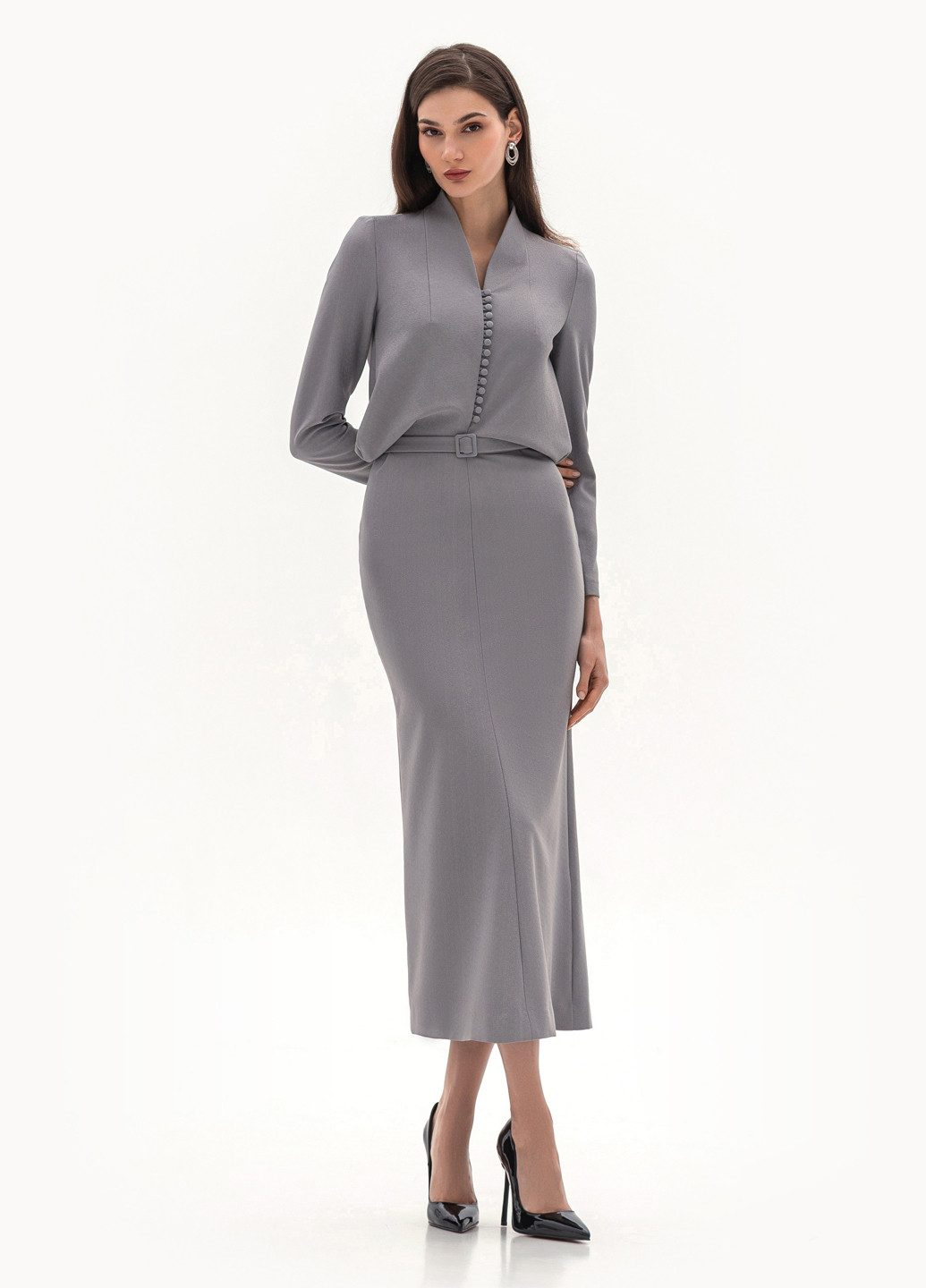 Сіра ділова, кежуал сукня BGL однотонна
